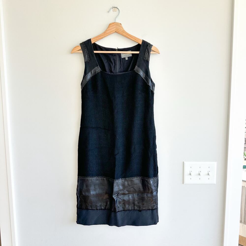 Zac Posen Square Neck Sleeveless Mini Sheath Dress Black 0